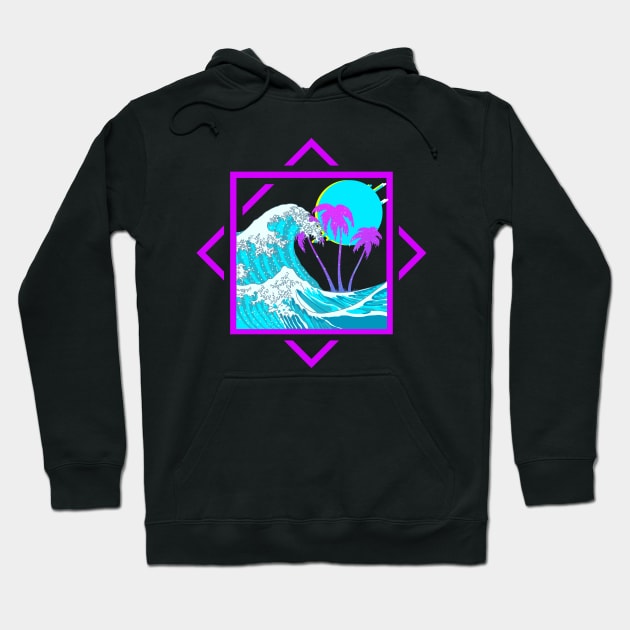 Vaporwave Aesthetic Great Wave Off Kanagawa Paradise Sunset Otaku Gift Hoodie by VaporwaveAestheticDreams